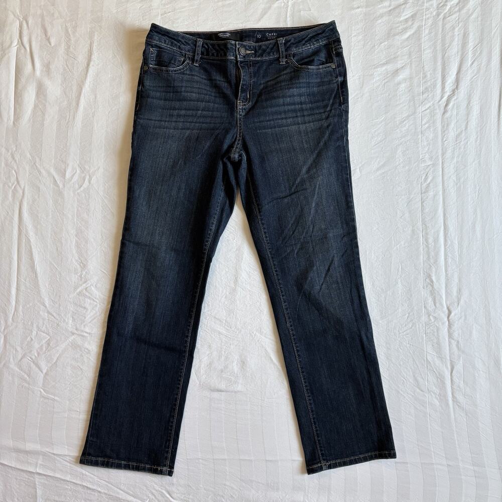Simply Vera Vera Wang Women’s Size 10 Mid Rise Capri Jeans Dark Wash Stretch